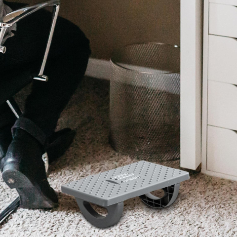 Suport Ergonimic pentru Picioare, Plastic, cu Role de Masaj pentru Talpi, pentru Birou, Usor de Transportat, Detasabil, 33.5x24x12 cm, Gri [4]