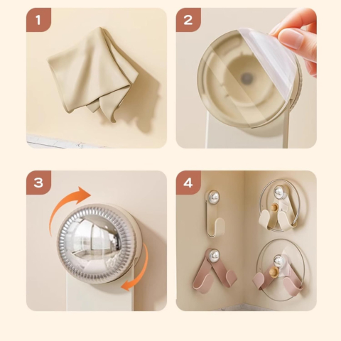 Suport pentru Capace Vase, Suport de Depozitare pentru Capacul Oalei in Bucatarie, cu Ventuza, Usor de Montat pe Perete, 19 x 6 x 5 cm, Alb Crem [6]