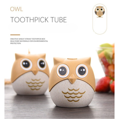 Suport pentru Scobitori, Model Bufnita, Multifunctional, 8.3x7.8 cm, Portocaliu [5]