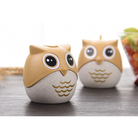 Suport pentru Scobitori, Model Bufnita, Multifunctional, 8.3x7.8 cm, Portocaliu [10]