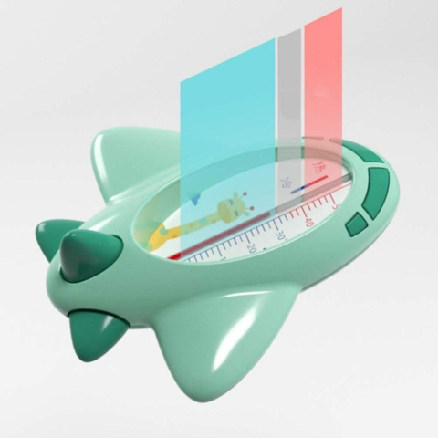 Termometru pentru Baie, Plutitor, Rezistent la apa, Multifunctional, Model Avion, 11x10x4 cm, Verde [3]