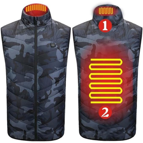 Vesta cu Incalzire, Unisex, 2 Zone de Incalzire, Umplutura Bumbac, 3 Trepte de Temperatura, Incarcare USB, Albastru, 65 - 75 kg, Marime XXL [3]