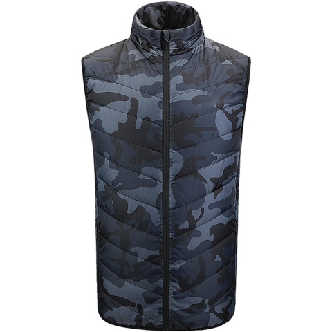 Incalzire si climatizare - Vesta cu Incalzire, Unisex, 2 Zone de Incalzire, Umplutura Bumbac, 3 Trepte de Temperatura, Incarcare USB, Albastru, 74 - 84 kg, Marime XXXL