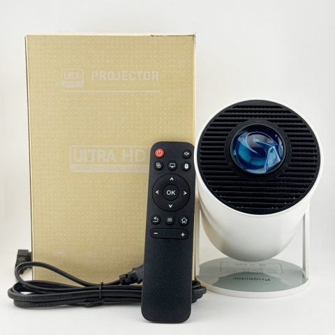 Video Proiector Portabil cilindric HY300, Inteligent, HD 1280×720, Wireless, Compatibil cu Android/iOS, AC, 19 x 11 x 9 cm, Alb [6]