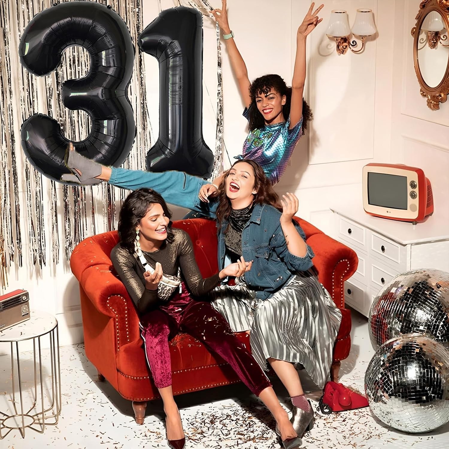 Balon din Folie Metalizata, Figurina Cifra, Tema Aniversare 100 cm, Ambalaj Individual, Pai inclus, Umflare cu Aer sau Heliu, Negru, Cifra 1 [8]