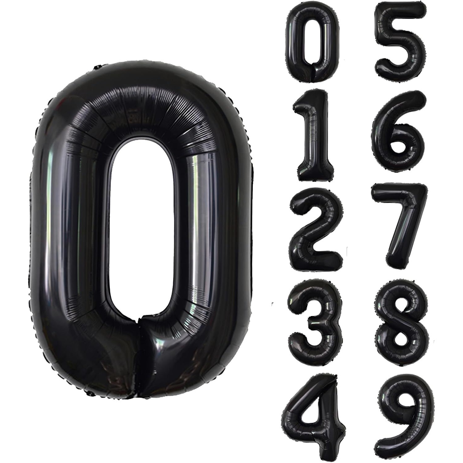 Balon din Folie Metalizata, Figurina Cifra, Tema Aniversare 100 cm, Ambalaj Individual, Pai inclus, Umflare cu Aer sau Heliu, Negru, Cifra 0 [4]