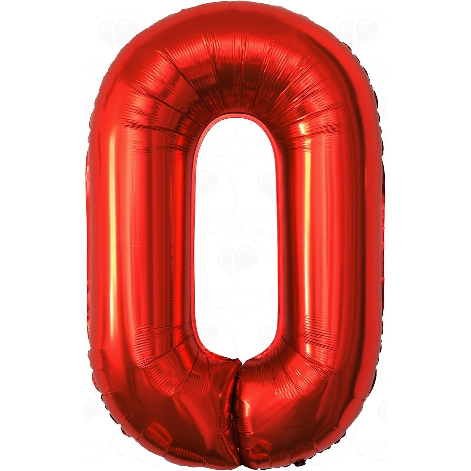 Balon din Folie Metalizata Figurina Cifra, Tema Aniversare 100 cm, Ambalaj Individual, Pai inclus, Umflare cu Aer sau Heliu, Rosu, Cifra 0 [9]