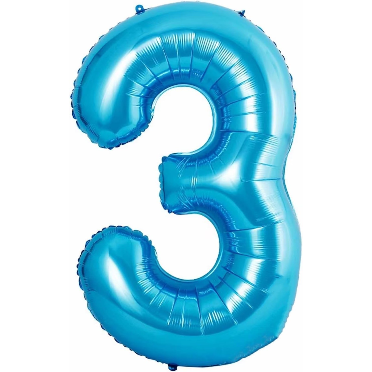 Balon din Folie Metalizata Figurina Cifra si Coroana, Tema Aniversare 100 cm, Ambalaj Individual, Pai inclus, Umflare cu Aer sau Heliu, Albastru, Cifra 3 [1]