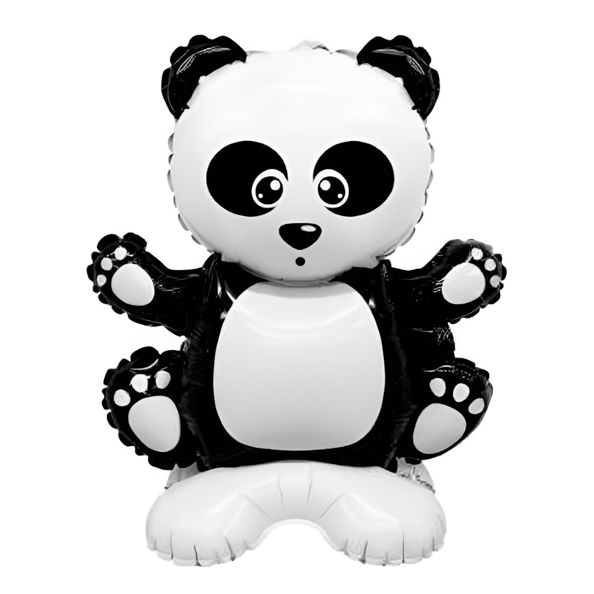 Baloane cu Suport - Balon din Folie Metalizata, Figurine Anim?lu?e, Model Panda, 43x59cm, Ambalaj Individual, Pai Inclus, Umflare cu Aer sau Heliu, Alb Negru
