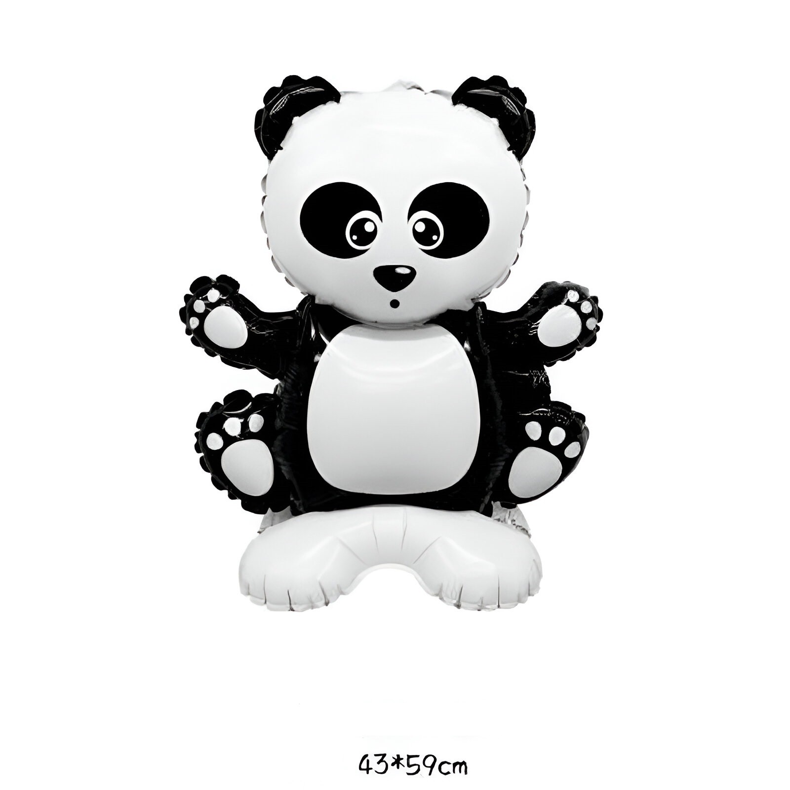 Balon din Folie Metalizata, Figurine Anim?lu?e, Model Panda, 43x59cm, Ambalaj Individual, Pai Inclus, Umflare cu Aer sau Heliu, Alb Negru [1]