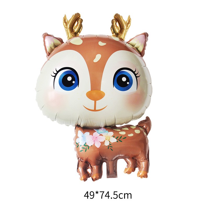 Balon din Folie Metalizata, Mini Figurine, Model Cerb, Tematica Aniversare, 49x74.5 cm, Ambalaj Individual, Pai Inclus, Umflare cu Aer sau Heliu, Maro [4]