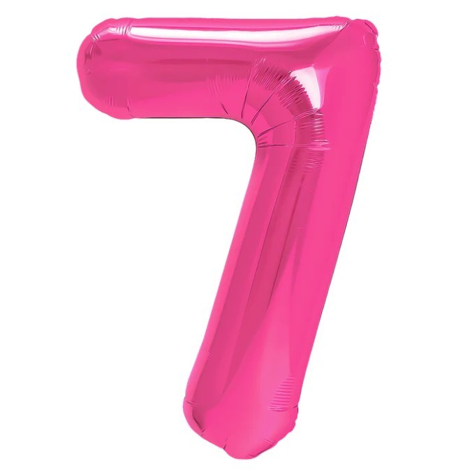 Balon din Folie Metalizata, Figurina Cifra, Model 7, Tema Aniversare 100 cm, Ambalaj Individual, Pai Inclus, Umflare cu Aer sau Heliu, Roz [2]