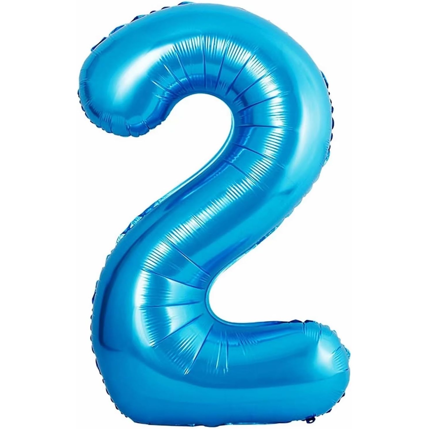 Balon din Folie Metalizata Figurina Cifra si Coroana, Tema Aniversare 100 cm, Ambalaj Individual, Pai inclus, Umflare cu Aer sau Heliu, Albastru, Cifra 2 [1]
