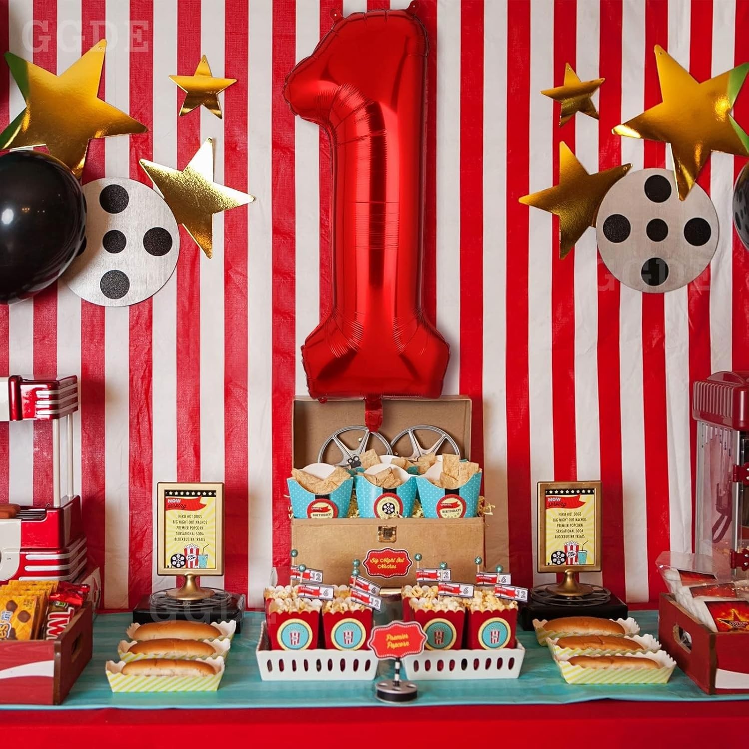 Balon din Folie Metalizata Figurina Cifra, Tema Aniversare 40 cm, Ambalaj Individual, Pai inclus, Umflare cu Aer sau Heliu, Rosu, Cifra 1 [15]