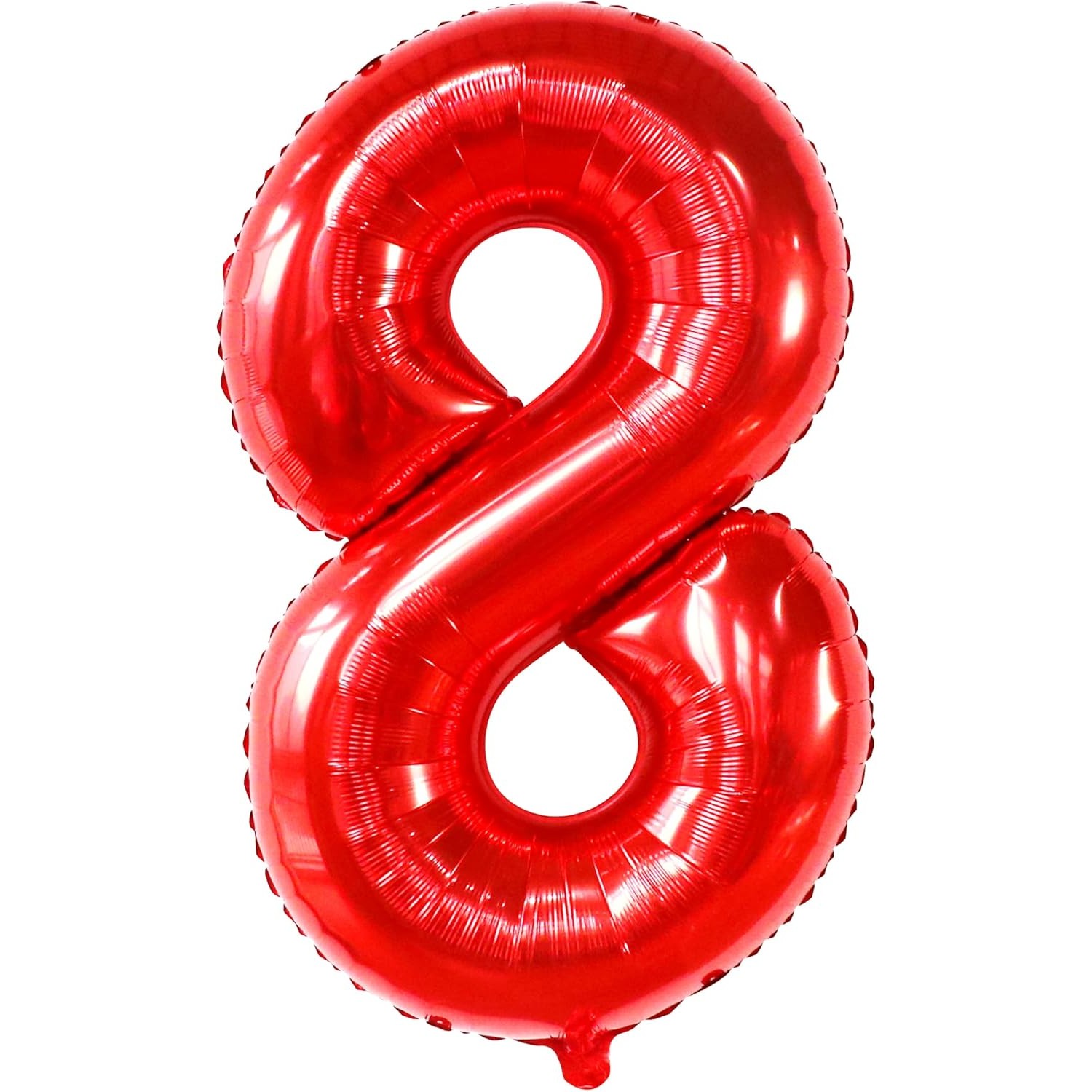 Cifre - Balon din Folie Metalizata Figurina Cifra, Tema Aniversare 80 cm, Ambalaj Individual, Pai inclus, Umflare cu Aer sau Heliu, Rosu, Cifra 8
