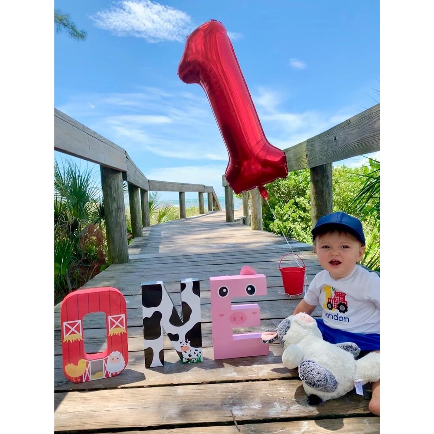 Balon din Folie Metalizata Figurina Cifra, Tema Aniversare 80 cm, Ambalaj Individual, Pai inclus, Umflare cu Aer sau Heliu, Rosu, Cifra 1 [2]