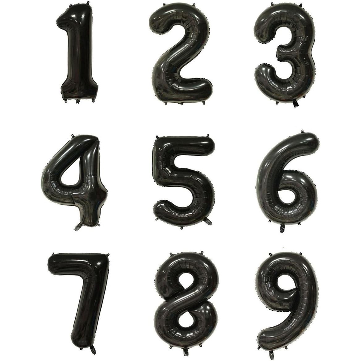Balon din Folie Metalizata, Figurina Cifra, Tema Aniversare 80 cm, Ambalaj Individual, Pai inclus, Umflare cu Aer sau Heliu, Negru, Cifra 9 [4]