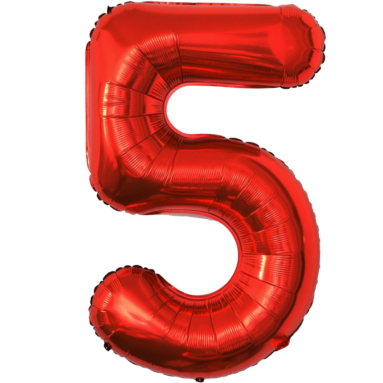 Cifre - Balon din Folie Metalizata Figurina Cifra, Tema Aniversare 80 cm, Ambalaj Individual, Pai inclus, Umflare cu Aer sau Heliu, Rosu, Cifra 5
