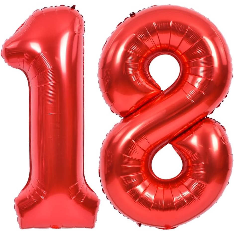 Balon din Folie Metalizata Figurina Cifra, Tema Aniversare 80 cm, Ambalaj Individual, Pai inclus, Umflare cu Aer sau Heliu, Rosu, Cifra 8 [5]