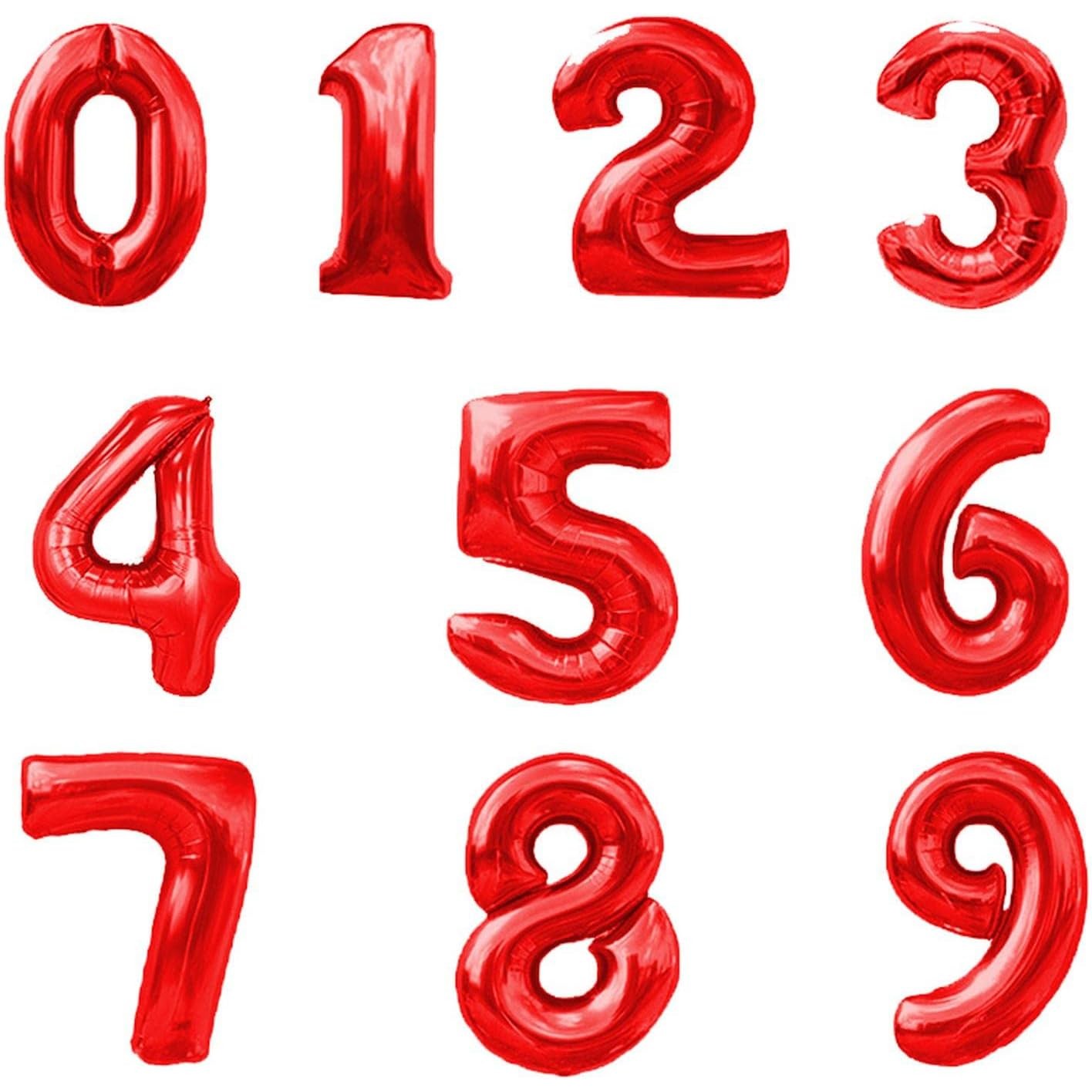 Balon din Folie Metalizata Figurina Cifra, Tema Aniversare 80 cm, Ambalaj Individual, Pai inclus, Umflare cu Aer sau Heliu, Rosu, Cifra 2 [2]