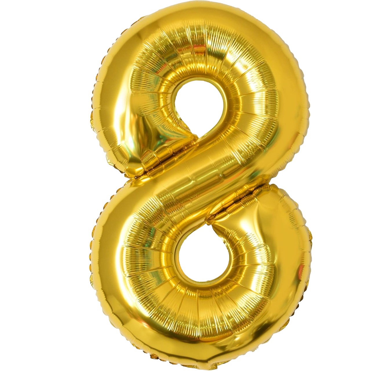 Cifre - Balon din Folie Metalizata Figurina Cifra, Tema Aniversare 40 cm, Ambalaj Individual, Pai inclus, Umflare cu Aer sau Heliu, Auriu, Cifra 8