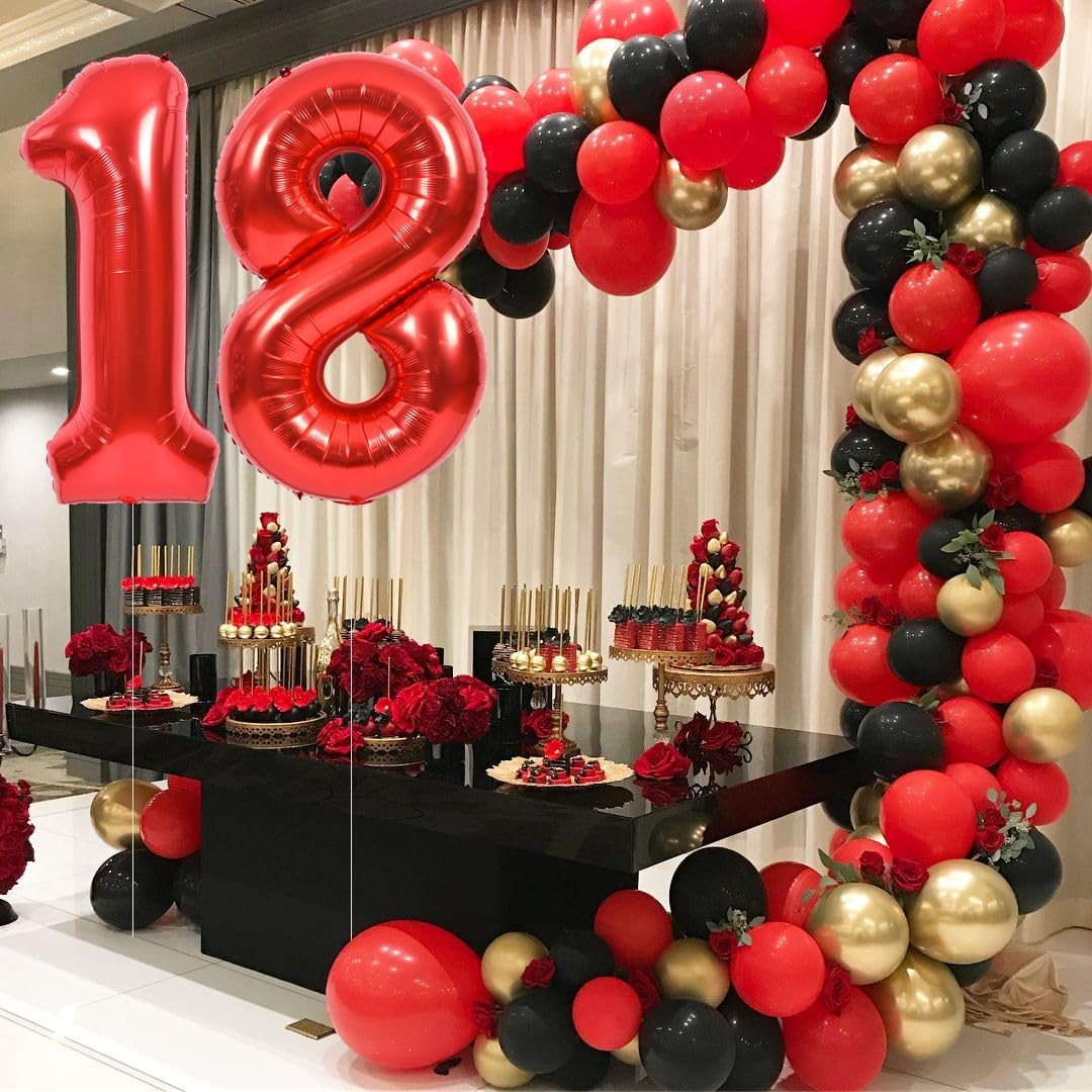 Balon din Folie Metalizata Figurina Cifra, Tema Aniversare 80 cm, Ambalaj Individual, Pai inclus, Umflare cu Aer sau Heliu, Rosu, Cifra 8 [4]