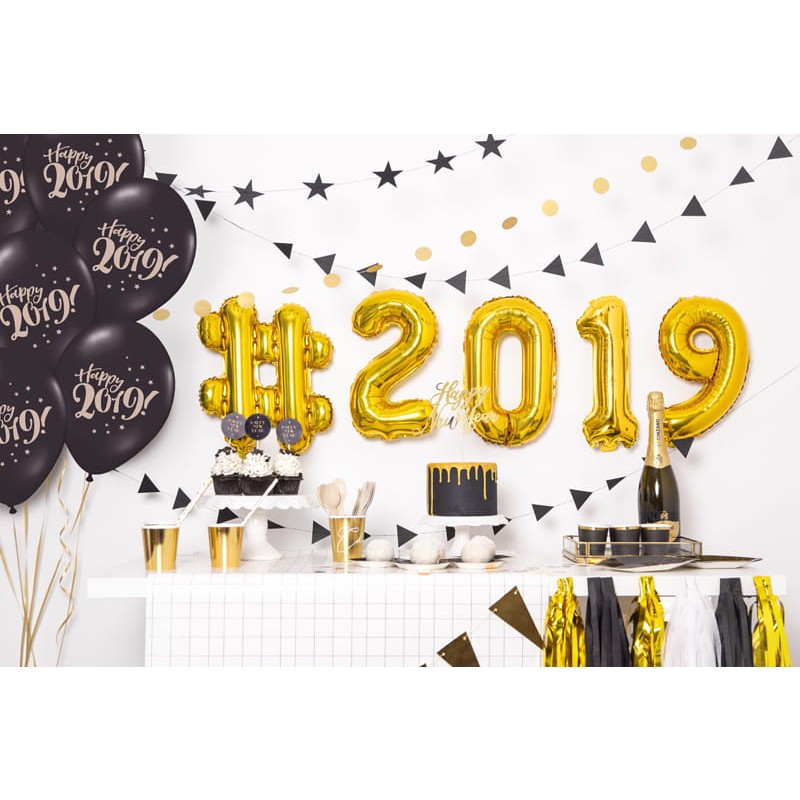 Balon din Folie Metalizata Figurina Cifra, Tema Aniversare 40 cm, Ambalaj Individual, Pai inclus, Umflare cu Aer sau Heliu, Auriu, Cifra 0 [2]