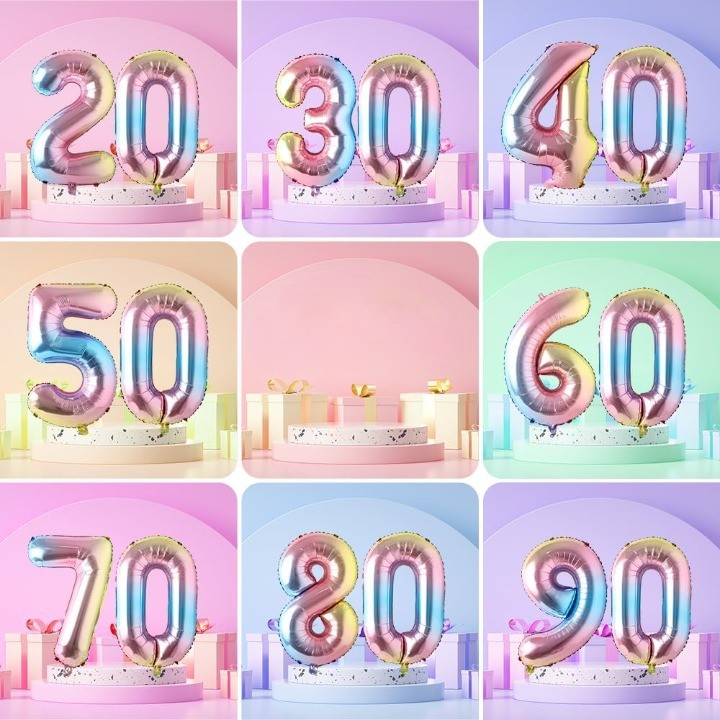 Balon din Folie Metalizata Figurina Cifra, Tema Aniversare 40 cm, Ambalaj Individual, Pai inclus, Umflare cu Aer sau Heliu, Multicolor, Cifra 4 [3]