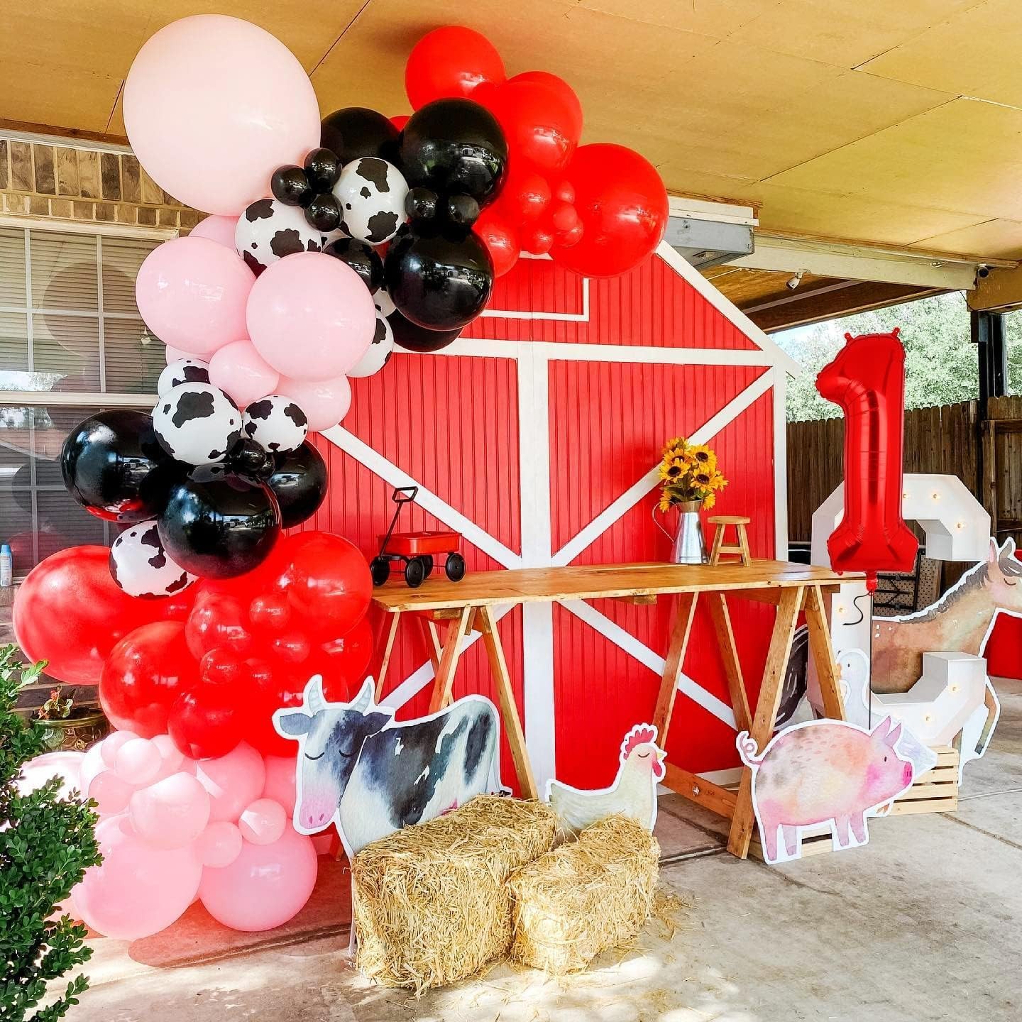 Balon din Folie Metalizata Figurina Cifra, Tema Aniversare 40 cm, Ambalaj Individual, Pai inclus, Umflare cu Aer sau Heliu, Rosu, Cifra 1 [14]