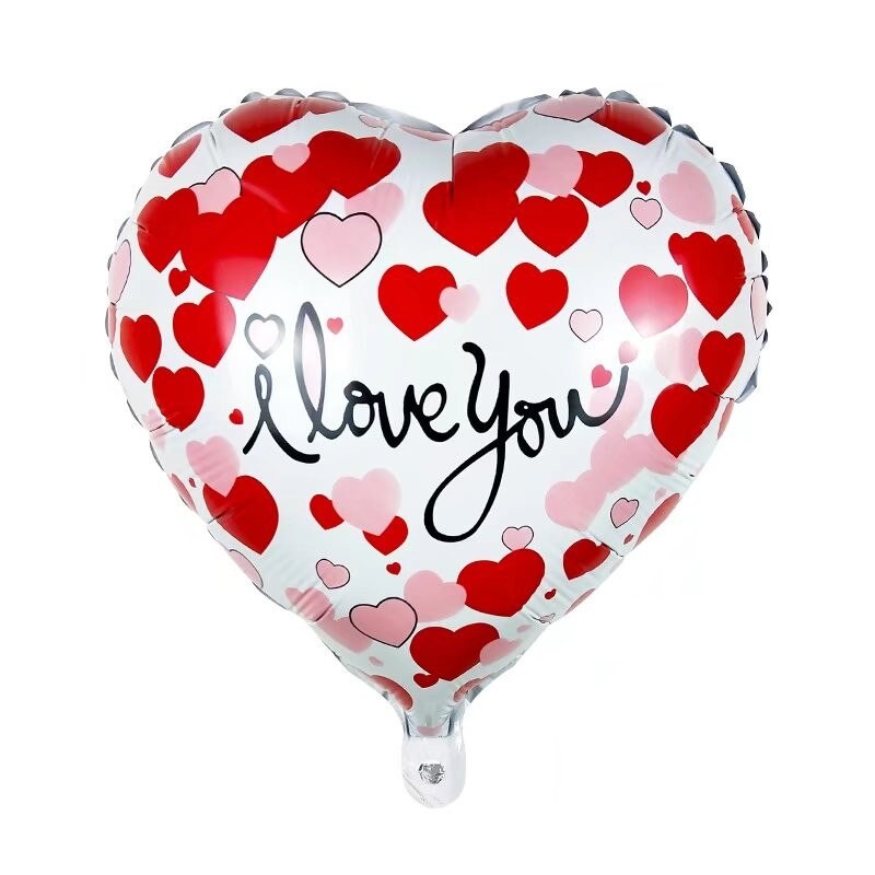 Balon din Folie Metalizata, Figurina Inimioara, Model I LOVE YOU, Tematica Iubire, 45 cm, Ambalaj Individual, Pai Inclus, Umflare cu Aer sau Heliu, Rosu [2]