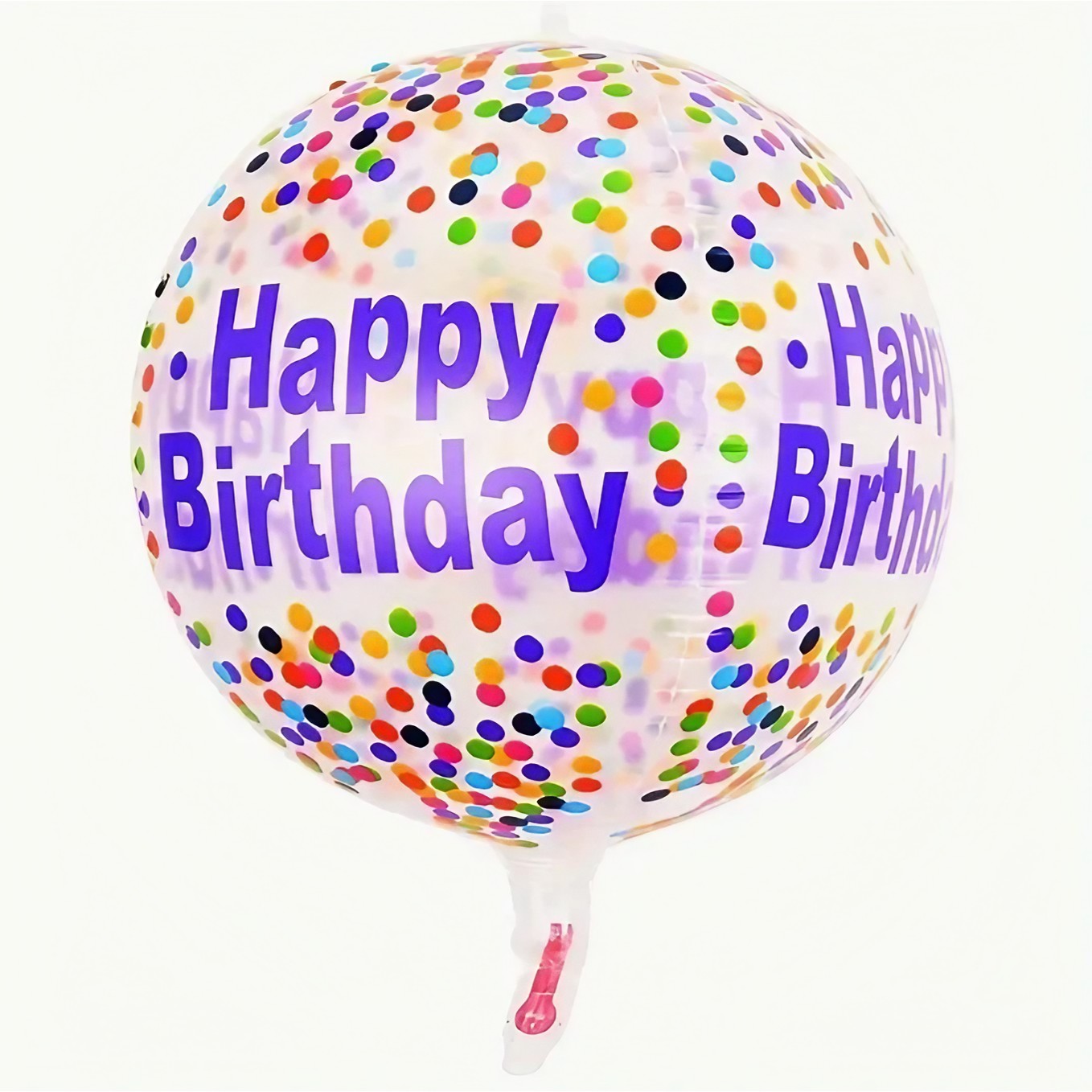 Balon din Folie Metalizata, Figurine 4D, Model Happy Birthday, Tematica Aniversara Bombonele, 63x24 cm, Ambalaj Individual, Pai Inclus, Umflare cu Aer sau Heliu, Mov-Multicolor [3]