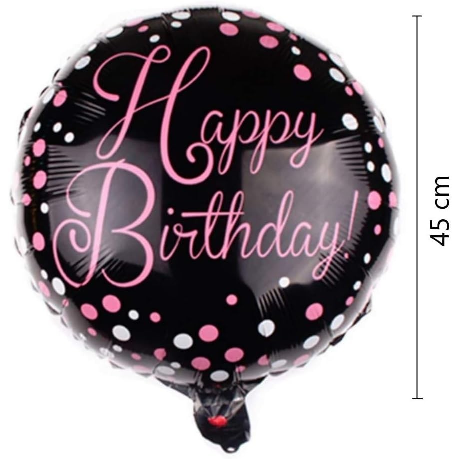 Balon din Folie Metalizata, Figurine, Model 2, Happy Birthday, Tematica Aniversare, 45 cm, Ambalaj Individual, Pai Inclus, Umflare cu Aer sau Heliu, Multicolor [5]