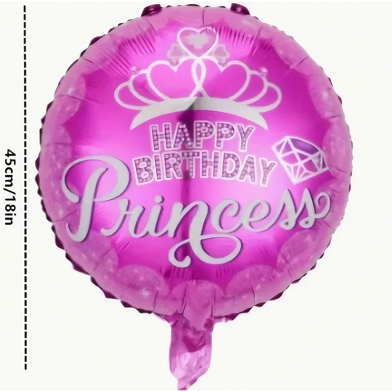 Balon din Folie Metalizata, Figurine, Model Princess, Happy Birthday, Tematica Aniversare, 45 cm, Ambalaj Individual, Pai Inclus, Umflare cu Aer sau Heliu, Multicolor [3]