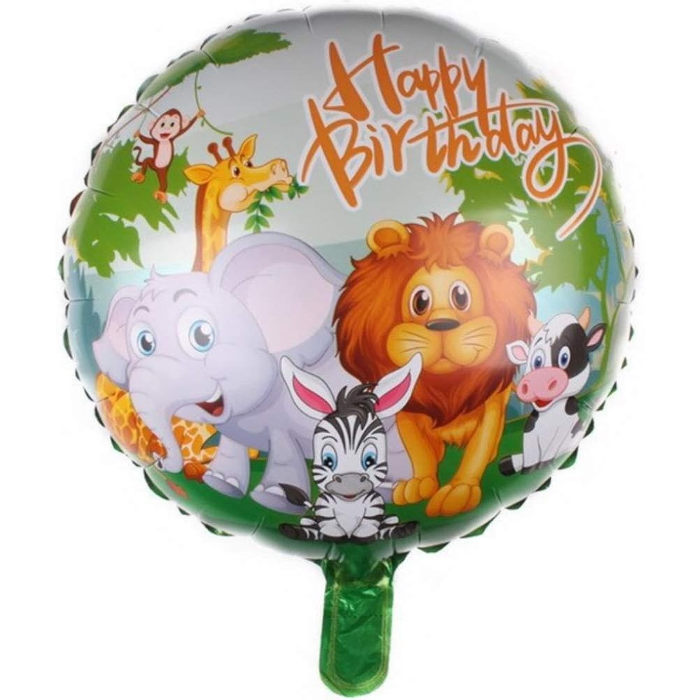 Balon din Folie Metalizata, Mini Figurina Rotunda, Model Animalute, Happy Birthday, Tematica Aniversare, 45 cm, Ambalaj Individual, Pai Inclus, Umflare cu Aer sau Heliu, Multicolor [4]