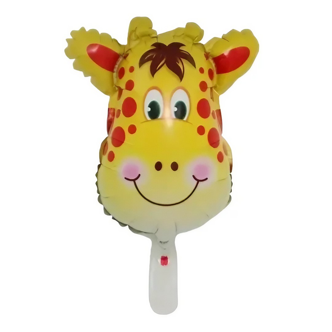 Figurine si Baloane 3D - Balon din Folie Metalizata, Mini Figurine Animalute, Model Girafa, Tematica Aniversare, 32x45 cm, Ambalaj Individual, Pai Inclus, Umflare cu Aer sau Heliu, Multicolor