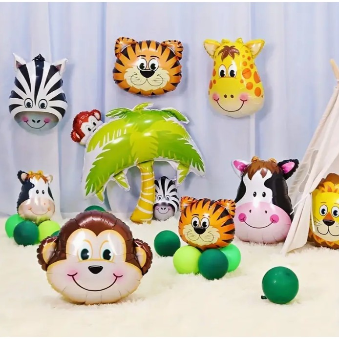 Balon din Folie Metalizata, Mini Figurine Animalute, Model Vacuta, Tematica Aniversare, 45x40 cm, Ambalaj Individual, Pai Inclus, Umflare cu Aer sau Heliu, Multicolor [1]