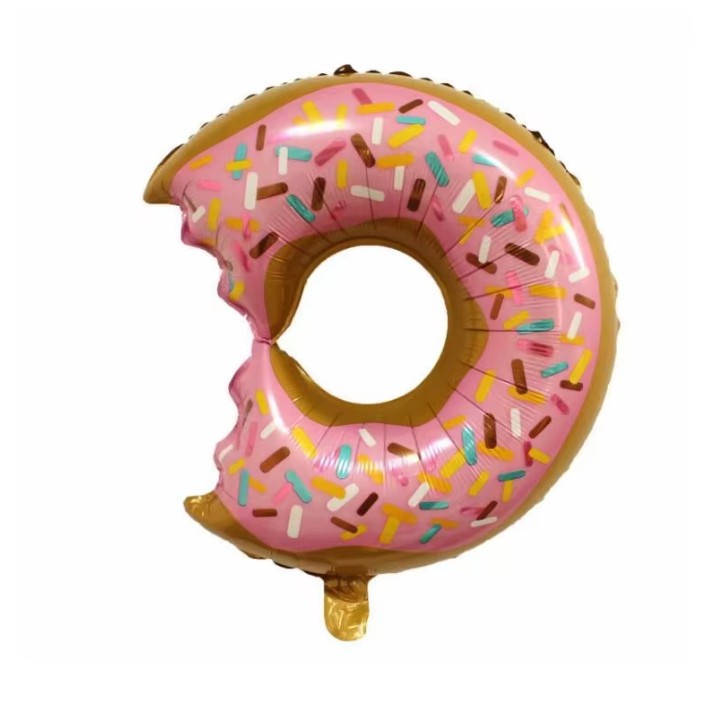 Balon din Folie Metalizata, Mini Figurine Dulciuri, Model Gogoasa Muscata, Tematica Aniversare, 45x25 cm, Ambalaj Individual, Pai Inclus, Umflare cu Aer sau Heliu, Multicolor [3]