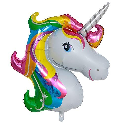 Balon din Folie Metalizata, Mini Figurine, Model Unicorn, Tematica Aniversare, 108x88 cm, Ambalaj Individual, Pai Inclus, Umflare cu Aer sau Heliu, Multicolor [1]