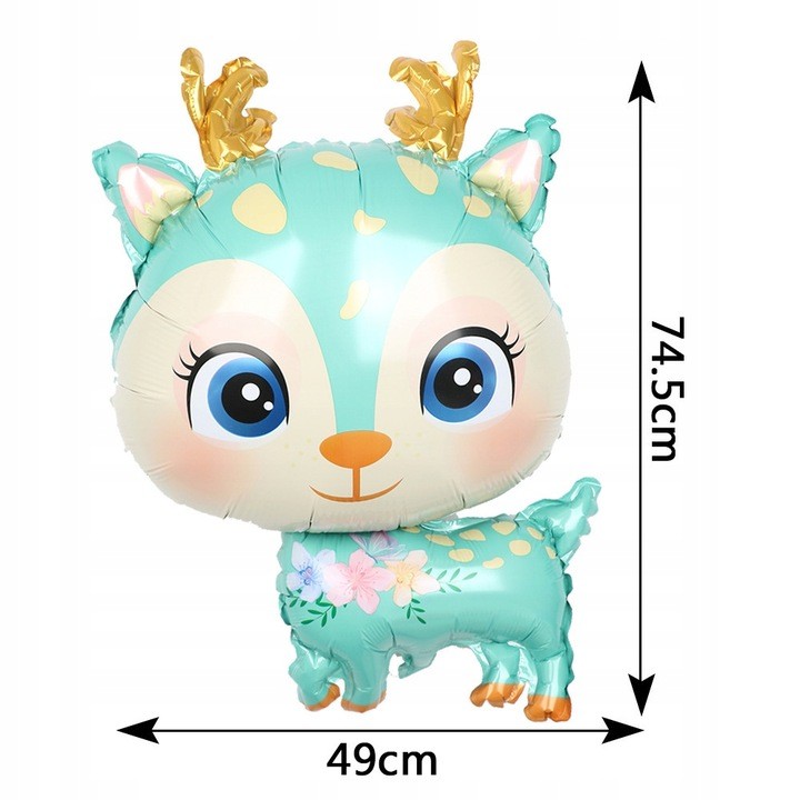 Balon din Folie Metalizata, Mini Figurine, Model Cerb, Tematica Aniversare, 49x74.5 cm, Ambalaj Individual, Pai Inclus, Umflare cu Aer sau Heliu, Albastru [9]