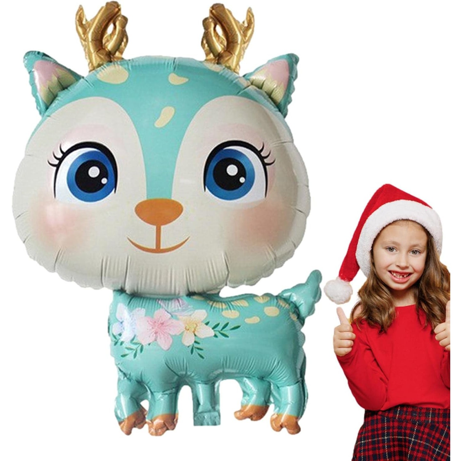 Balon din Folie Metalizata, Mini Figurine, Model Cerb, Tematica Aniversare, 49x74.5 cm, Ambalaj Individual, Pai Inclus, Umflare cu Aer sau Heliu, Albastru [6]