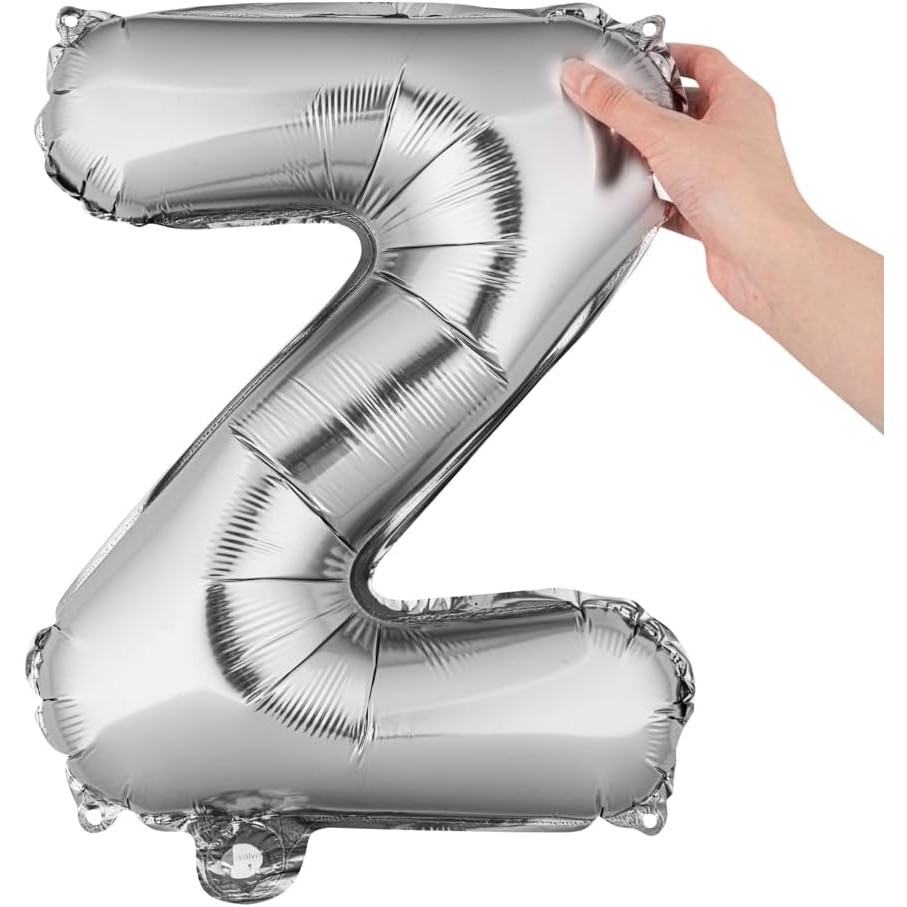Balon Folie Metalizata Litera Z, 40 cm, Umflati cu Heliu sau Aer, Ambalaj Individual, Pai inclus, Argintiu [5]