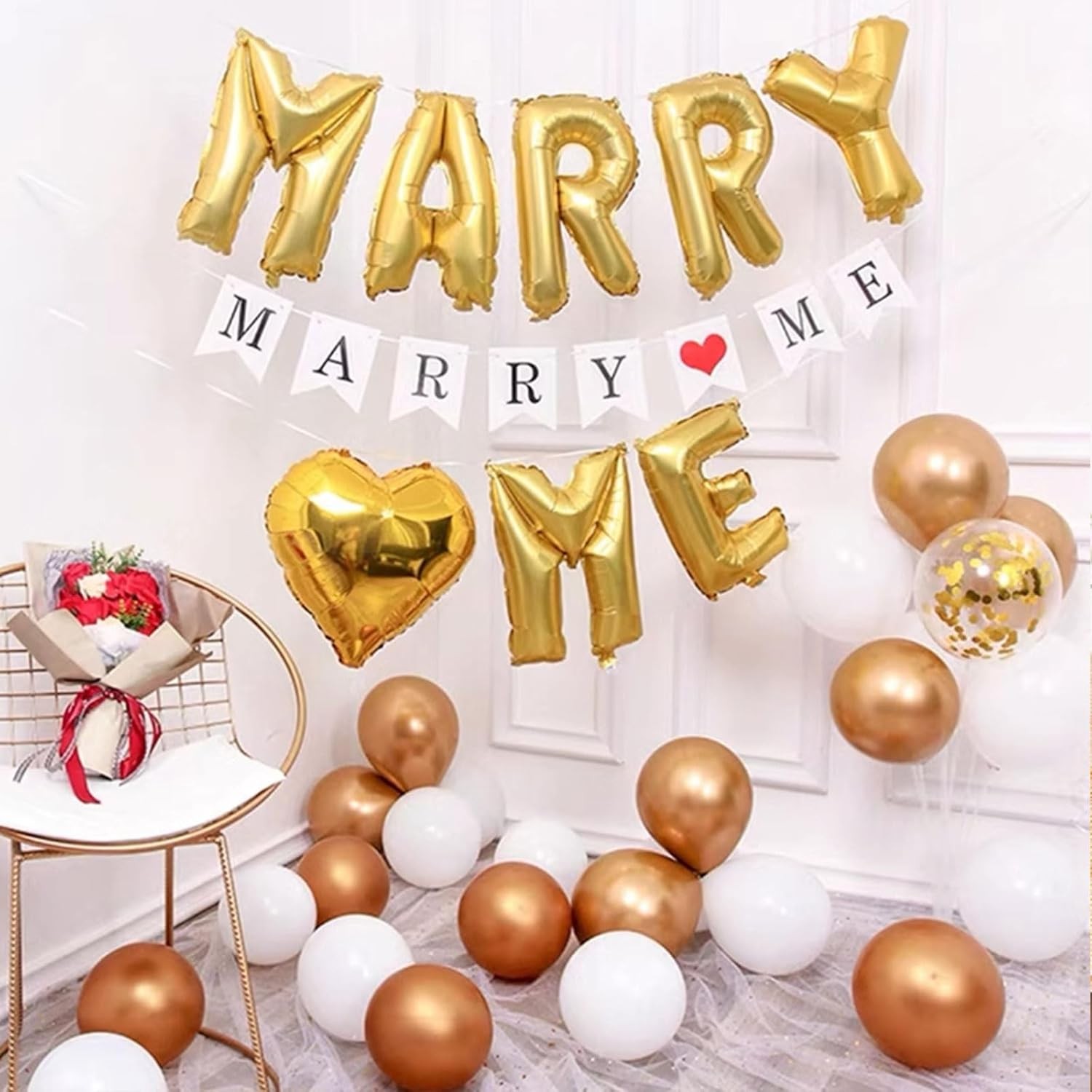 Balon Folie Metalizata Litera R, 40 cm, Umflati cu Heliu sau Aer, Ambalaj Individual, Pai inclus, Auriu [5]