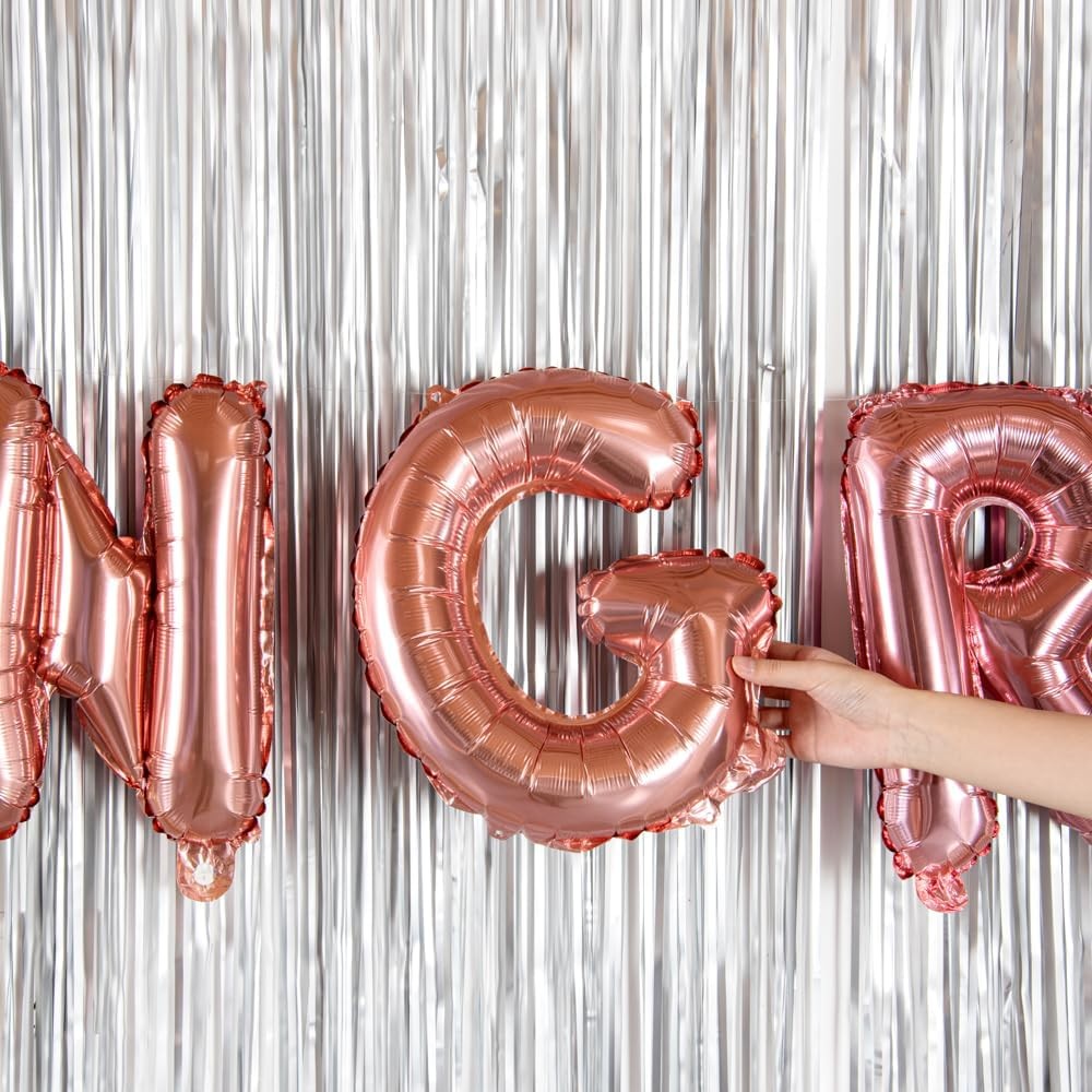 Balon Folie Metalizata Litera G, 40 cm, Umflati cu Heliu sau Aer, Ambalaj Individual, Pai inclus, Rose Gold [2]