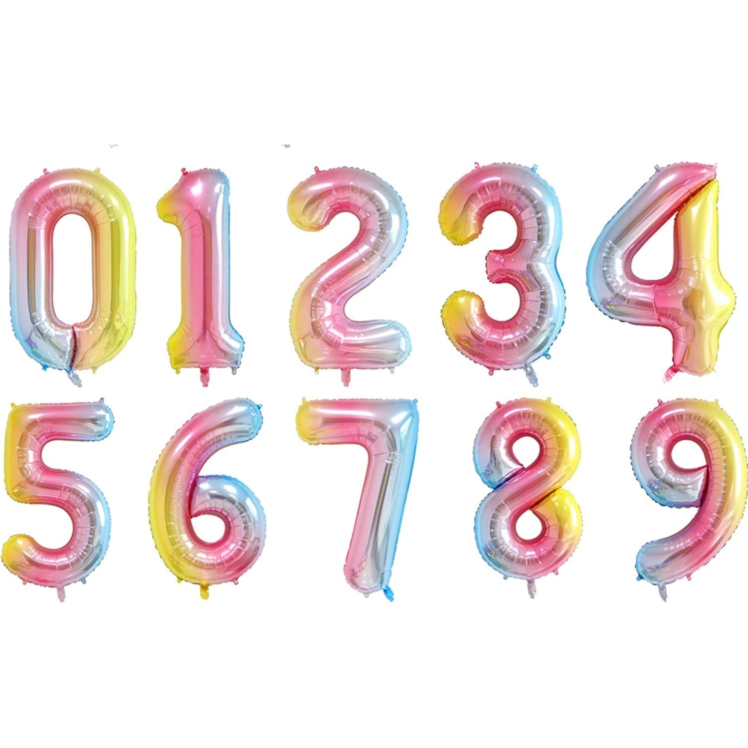 Balon din Folie Metalizata Gradient Figurina Cifra, Tema Aniversare 100 cm, Ambalaj Individual, Pai inclus, Umflare cu Aer sau Heliu, Multicolor, Cifra 1 [4]