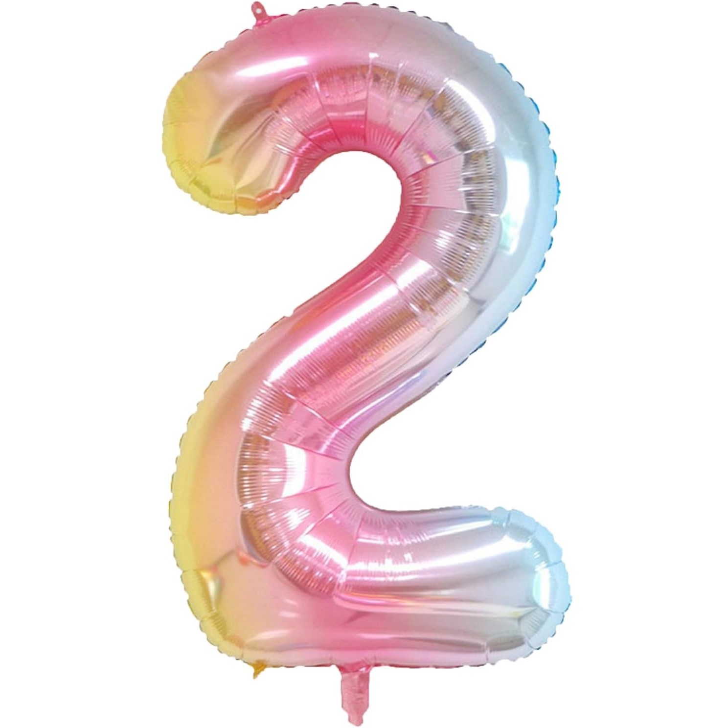 Articole Petrecere - Balon din Folie Metalizata Gradient Figurina Cifra, Tema Aniversare 100 cm, Ambalaj Individual, Pai inclus, Umflare cu Aer sau Heliu, Multicolor, Cifra 2