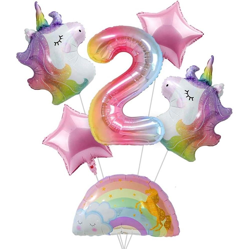 Balon din Folie Metalizata Gradient Figurina Cifra, Tema Aniversare 100 cm, Ambalaj Individual, Pai inclus, Umflare cu Aer sau Heliu, Multicolor, Cifra 2 [4]