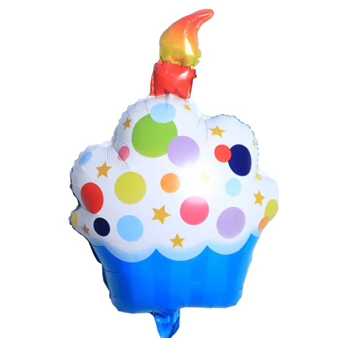 Balon din Folie Metalizata, Figurine Dulciuri, Model 1, Tematica Prajitura Aniversara, 68x44 cm, Ambalaj Individual, Pai Inclus, Umflare cu Aer sau Heliu, Multicolor [4]