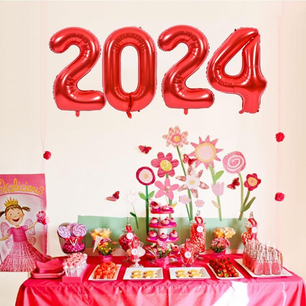 Balon din Folie Metalizata Figurina Cifra, Tema Aniversare 40 cm, Ambalaj Individual, Pai inclus, Umflare cu Aer sau Heliu, Rosu, Cifra 2 [4]