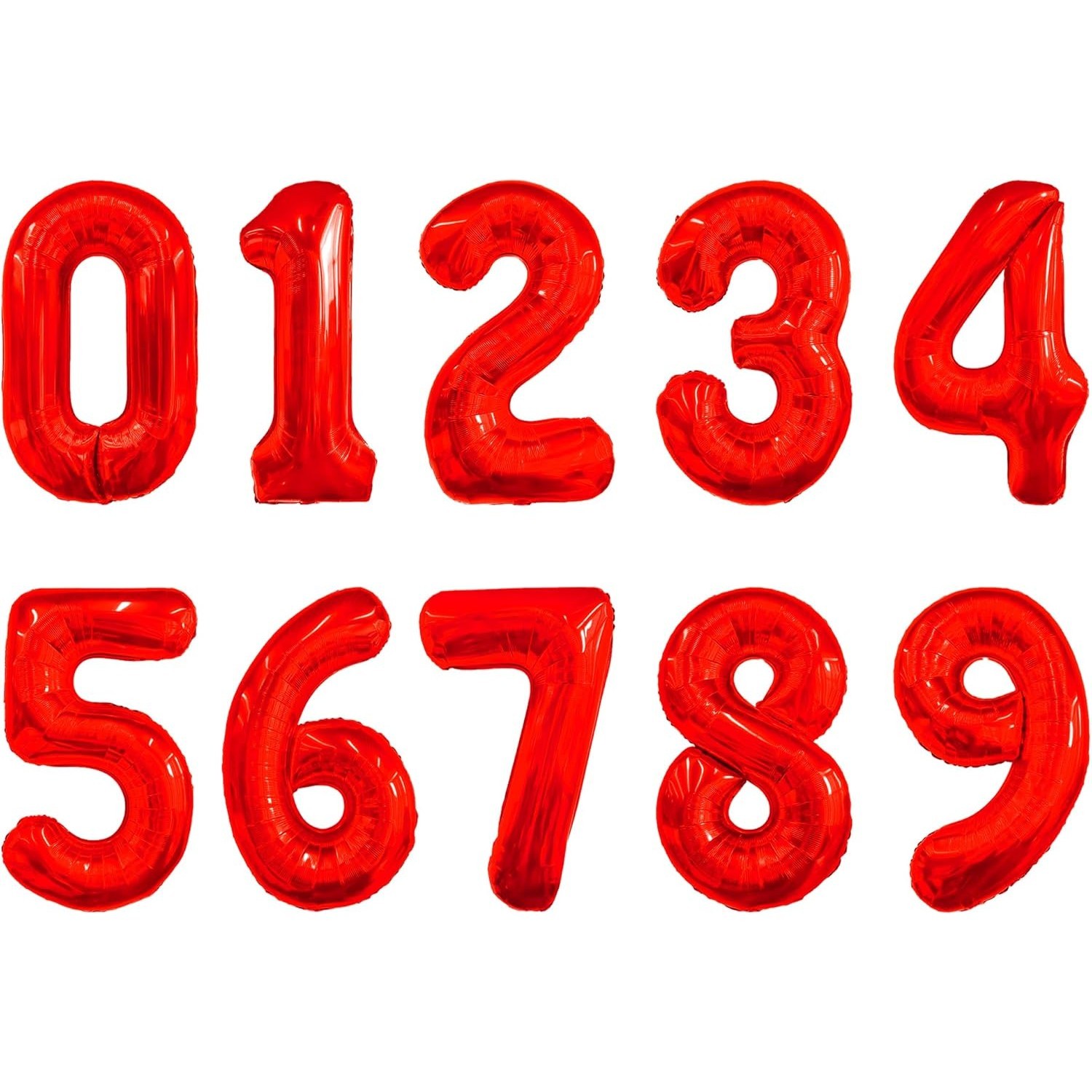Balon din Folie Metalizata Figurina Cifra, Tema Aniversare 40 cm, Ambalaj Individual, Pai inclus, Umflare cu Aer sau Heliu, Rosu, Cifra 6 [2]
