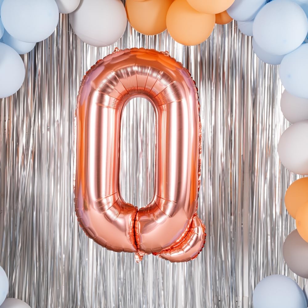 Balon Folie Metalizata Litera Q, 100 cm, Umflati cu Heliu sau Aer, Ambalaj Individual, Pai inclus, Rose Gold [6]
